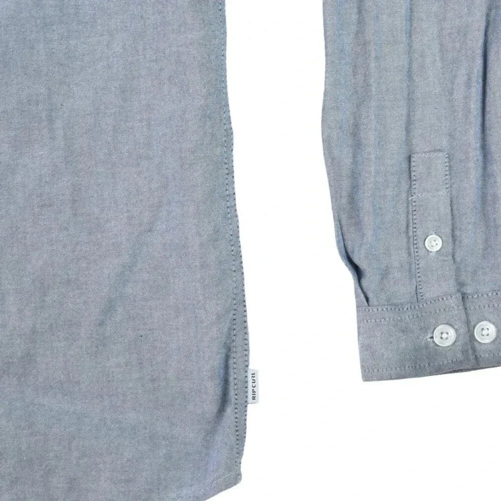 Ripcurl Men's Classic Blue Chambray Tailored Fit Slim Long Sleeve Button Shirt M